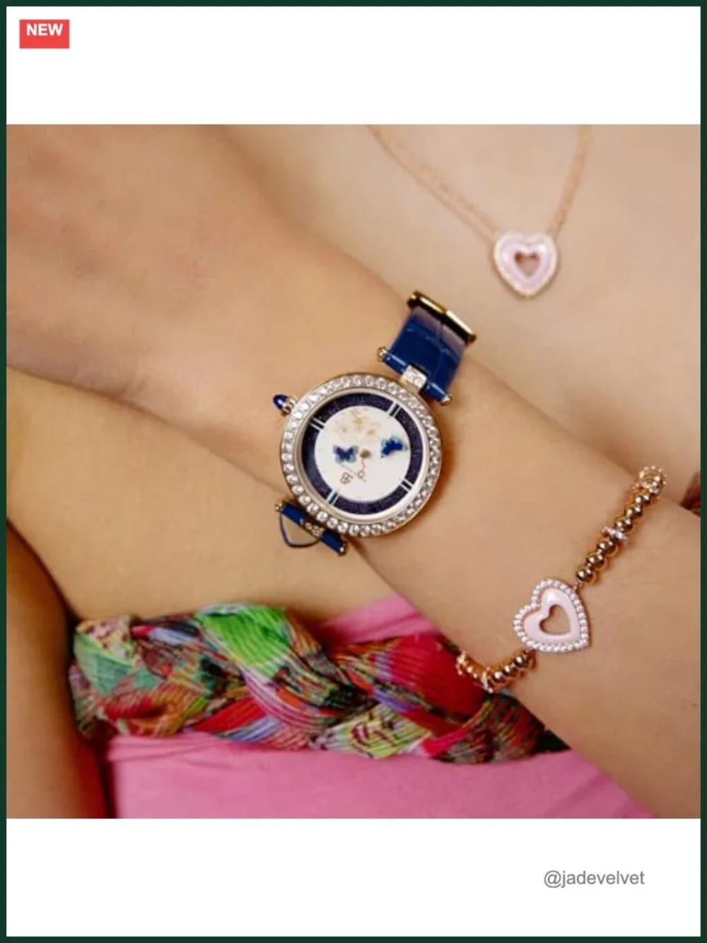 Butterfly Watch for Women Japanese Quartz Leather Strap CZ Sapphire Crystal